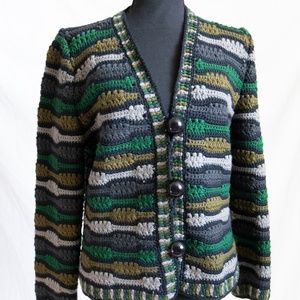 Vintage Adolfo Cardigan Sweater Striped Pattern.